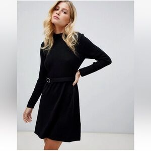 Free People French Girl Contrast Knit Sweater Mini Dress W2058 Sz S